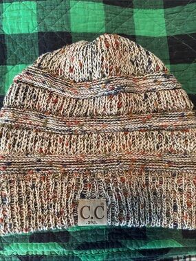 C.C Speckled Knit Beanie - Cream with Multicolor Flecks